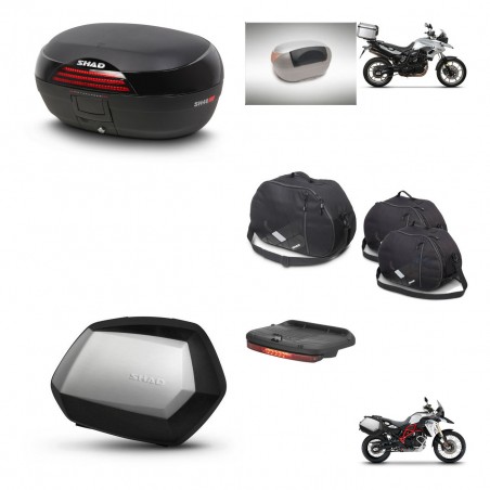 SHAD Maletas SH35 PREMIUM + soporte montaje baul SH46 accesorios 45 L KIT-460045