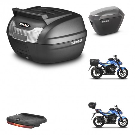 SHAD Maletas sh23 alu + soporte montaje baul SH40 parrilla superior accesorios KIT-460048