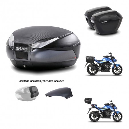 SHAD Maletas sh23 + soporte montaje baul SH48 tapa respaldo 49 L KIT-460213