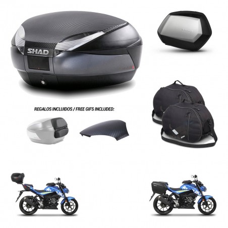 SHAD Maletas SH35 PREMIUM + soporte montaje baul SH48 tapa respaldo accesorios 49 L KIT-460215