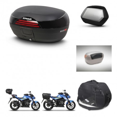 SHAD Maletas SH35 PREMIUM + soporte montaje baul SH46 accesorios 45 L KIT-460397