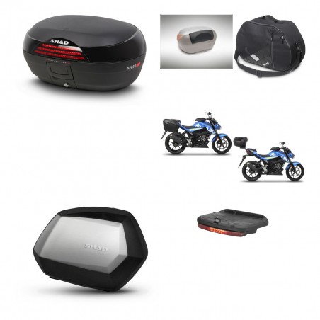 SHAD Maletas SH35 PREMIUM + soporte montaje baul SH46 accesorios 45 L KIT-460467
