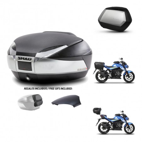 SHAD Maletas SH35 PREMIUM + soporte montaje baul SH48 tapa respaldo KIT-460521