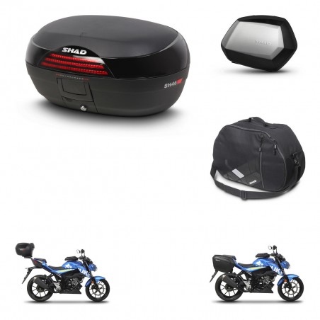 SHAD Maletas SH35 PREMIUM + soporte montaje baul SH46 accesorios 45 L KIT-460748