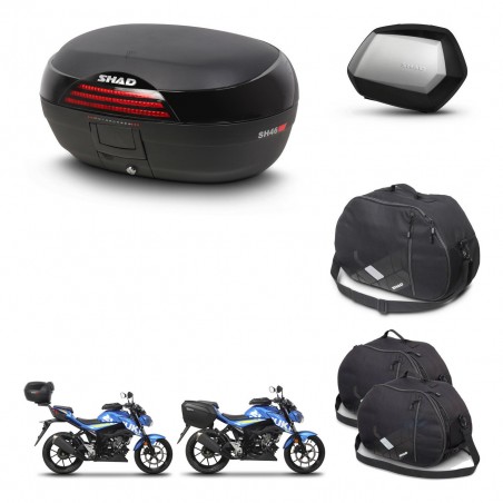 SHAD Maletas SH35 PREMIUM + soporte montaje baul SH46 accesorios 45 L KIT-460749