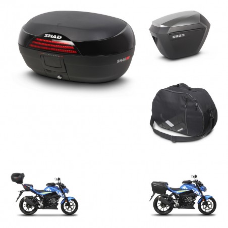 SHAD Maletas sh23 alu + soporte montaje baul SH46 accesorios 45 L KIT-460750