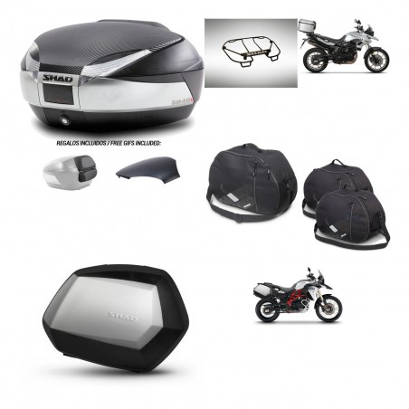 SHAD Maletas SH35 PREMIUM + soporte montaje baul SH48 tapa respaldo accesorios KIT-461694