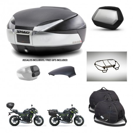 SHAD Maletas SH35 PREMIUM + soporte montaje baul SH48 tapa respaldo accesorios KIT-461758