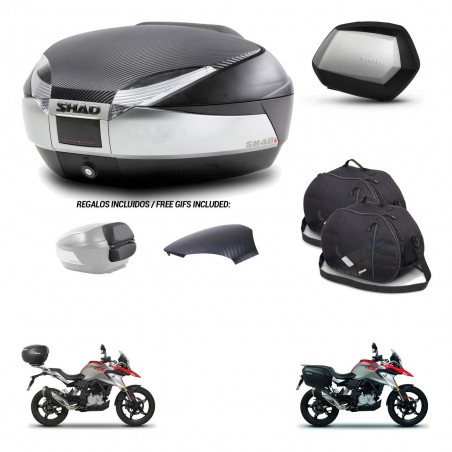SHAD Maletas SH35 PREMIUM + soporte montaje baul SH48 tapa respaldo accesorios KIT-461782