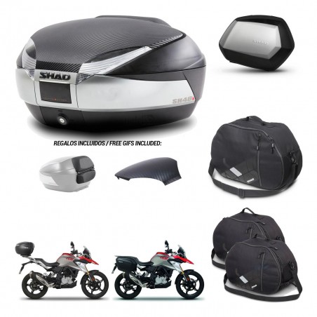 SHAD Maletas SH35 PREMIUM + soporte montaje baul SH48 tapa respaldo accesorios KIT-461794
