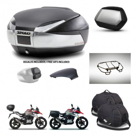SHAD Maletas SH35 PREMIUM + soporte montaje baul SH48 tapa respaldo accesorios KIT-461806