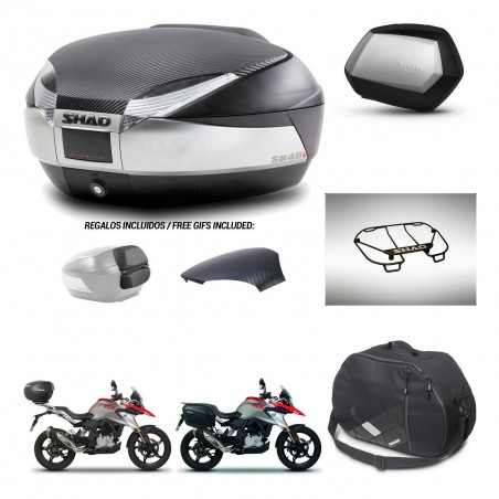 SHAD Maletas SH35 PREMIUM + soporte montaje baul SH48 tapa respaldo accesorios KIT-461817