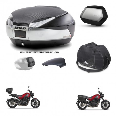 SHAD Maletas SH35 PREMIUM + soporte montaje baul SH48 tapa respaldo accesorios KIT-461841