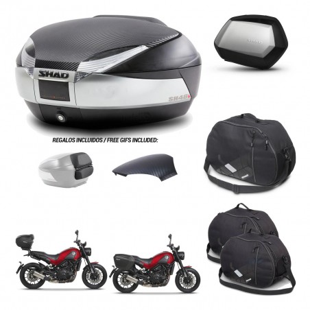 SHAD Maletas SH35 PREMIUM + soporte montaje baul SH48 tapa respaldo accesorios KIT-461842
