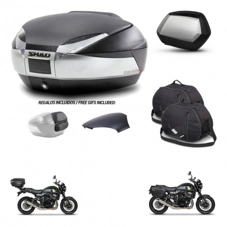SHAD Maletas SH35 PREMIUM + soporte montaje baul SH48 tapa respaldo accesorios KIT-461878