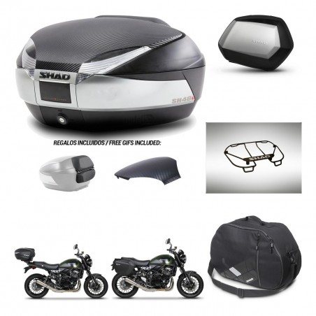 SHAD Maletas SH35 PREMIUM + soporte montaje baul SH48 tapa respaldo accesorios KIT-461913