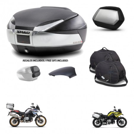 SHAD Maletas SH35 PREMIUM + soporte montaje baul SH48 tapa respaldo accesorios KIT-461926