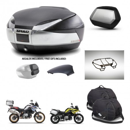 SHAD Maletas SH35 PREMIUM + soporte montaje baul SH48 tapa respaldo accesorios KIT-461950