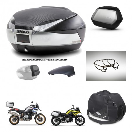 SHAD Maletas SH35 PREMIUM + soporte montaje baul SH48 tapa respaldo accesorios KIT-461961