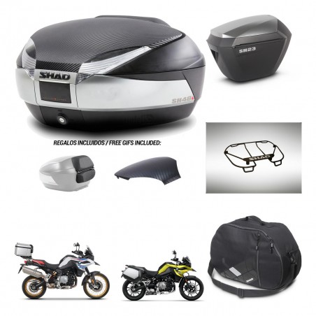 SHAD Maletas sh23 alu + soporte montaje baul SH48 tapa respaldo accesorios KIT-461963