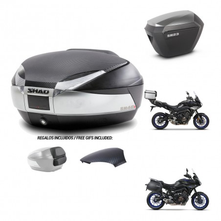 SHAD SH23 alu suitcases + mounting bracket SH48 trunk backrest cover KIT-461975