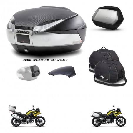 SHAD Maletas SH35 PREMIUM + soporte montaje baul SH48 tapa respaldo accesorios KIT-462022