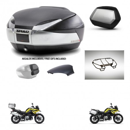 SHAD Maletas SH35 PREMIUM + soporte montaje baul SH48 tapa respaldo accesorios KIT-462045