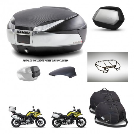 SHAD Maletas SH35 PREMIUM + soporte montaje baul SH48 tapa respaldo accesorios KIT-462046