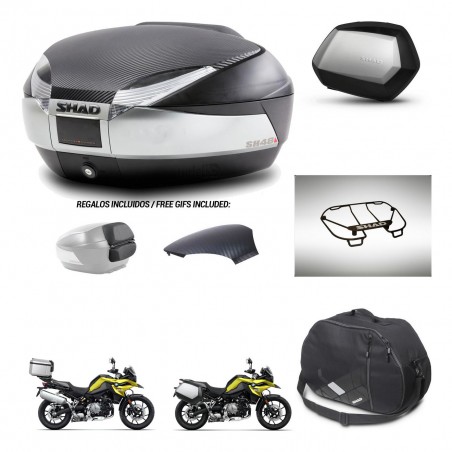 SHAD Maletas SH35 PREMIUM + soporte montaje baul SH48 tapa respaldo accesorios KIT-462057