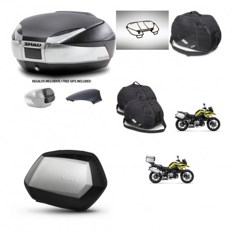 SHAD Maletas SH35 PREMIUM + soporte montaje baul SH48 tapa respaldo accesorios KIT-462058