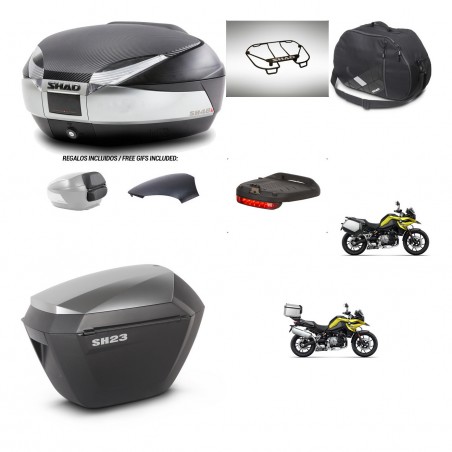 SHAD Maletas sh23 alu + soporte montaje baul SH48 tapa respaldo accesorios KIT-462065