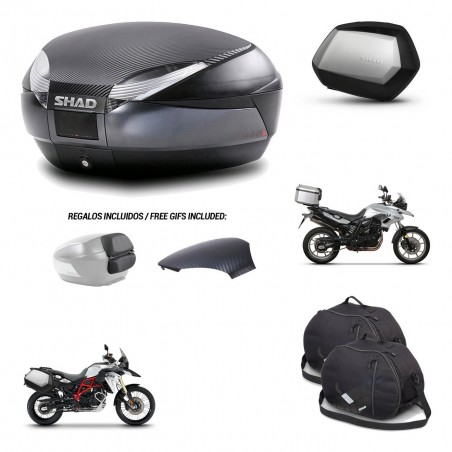 SHAD Maletas SH35 PREMIUM + soporte montaje baul SH48 tapa respaldo accesorios 49 L KIT-462070