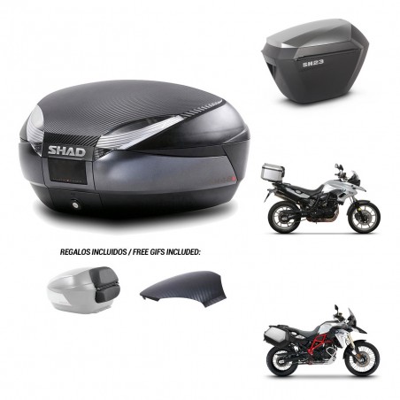 SHAD Maletas sh23 alu + soporte montaje baul SH48 tapa respaldo 49 L KIT-462071