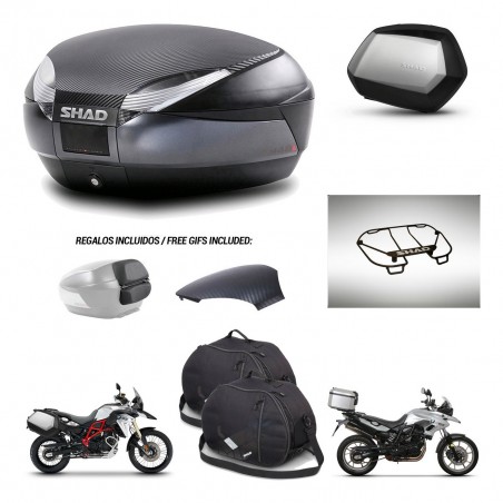 SHAD Maletas SH35 PREMIUM + soporte montaje baul SH48 tapa respaldo accesorios 49 L KIT-462076