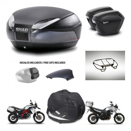 SHAD Maletas sh23 + soporte montaje baul SH48 tapa respaldo accesorios 49 L KIT-462086