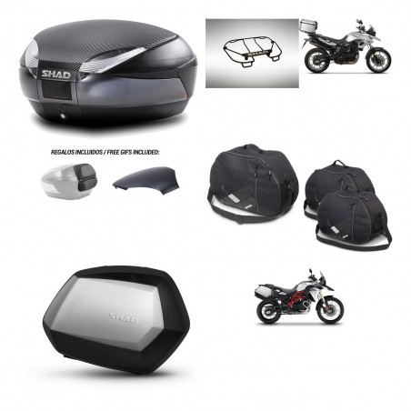 SHAD Maletas SH35 PREMIUM + soporte montaje baul SH48 tapa respaldo accesorios 49 L KIT-462088