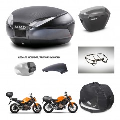 SHAD SH23 alu suitcases + mounting bracket SH48 trunk backrest cover accessories 49 L KIT-462124