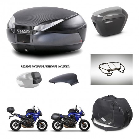 SHAD Maletas sh23 alu + soporte montaje baul SH48 tapa respaldo accesorios 49 L KIT-462134