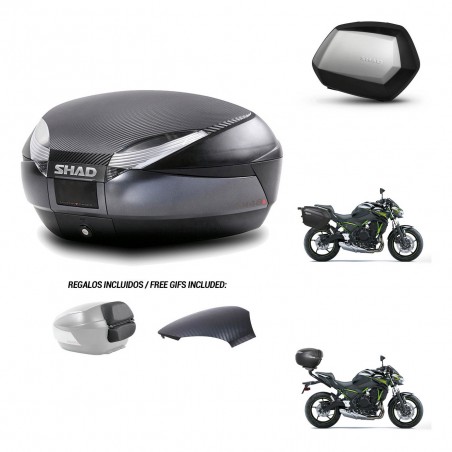 SHAD Maletas SH35 PREMIUM + soporte montaje baul SH48 tapa respaldo 49 L KIT-462139