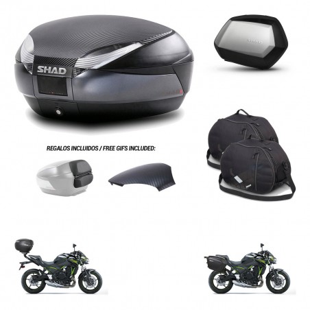 SHAD Maletas SH35 PREMIUM + soporte montaje baul SH48 tapa respaldo accesorios 49 L KIT-462140