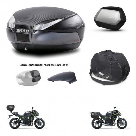 SHAD Maletas SH35 PREMIUM + soporte montaje baul SH48 tapa respaldo accesorios 49 L KIT-462145
