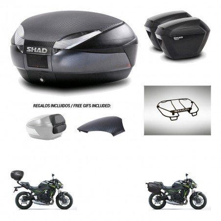 SHAD Maletas sh23 + soporte montaje baul SH48 tapa respaldo accesorios 49 L KIT-462150