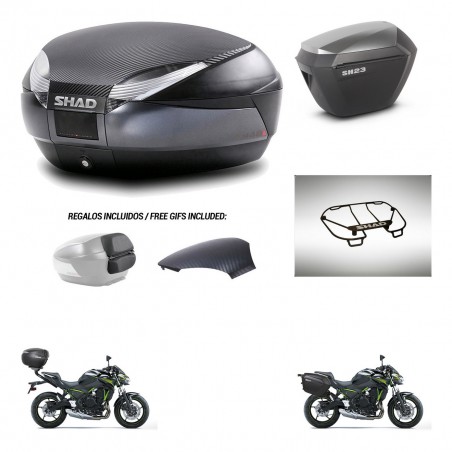 SHAD Maletas sh23 alu + soporte montaje baul SH48 tapa respaldo accesorios 49 L KIT-462153