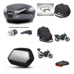 SHAD Maletas SH35 PREMIUM + soporte montaje baul SH48 tapa respaldo accesorios 49 L KIT-462170