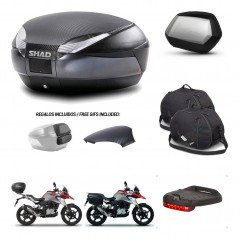 SHAD Maletas SH35 PREMIUM + soporte montaje baul SH48 tapa respaldo accesorios 49 L KIT-462182