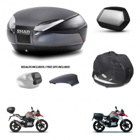 SHAD Maletas SH35 PREMIUM + soporte montaje baul SH48 tapa respaldo accesorios 49 L KIT-462187
