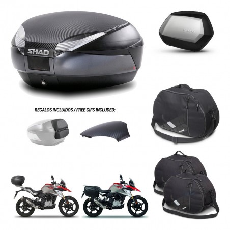 SHAD Maletas SH35 PREMIUM + soporte montaje baul SH48 tapa respaldo accesorios 49 L KIT-462188