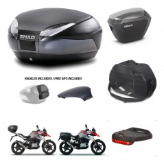SHAD Maletas sh23 alu + soporte montaje baul SH48 tapa respaldo accesorios 49 L KIT-462195