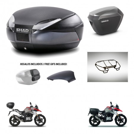 SHAD Maletas sh23 alu + soporte montaje baul SH48 tapa respaldo accesorios 49 L KIT-462201
