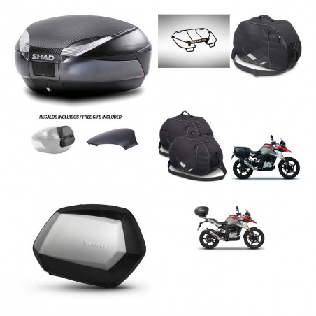 SHAD Maletas SH35 PREMIUM + soporte montaje baul SH48 tapa respaldo accesorios 49 L KIT-462212